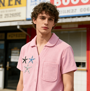 Camicia da Pigiama Formale da Uomo con Ricamo Personalizzato a Stella, 100% Cotone Lavorato a Maglia, Manica Corta - Product Image 1
