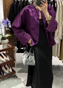 กระเป๋าถือทรงถังหนังวัวผสมผ้าไหมสไตล์จีนสำหรับผู้หญิง ดีไซน์หรูหรา คุณภาพสูง - Product Image 3