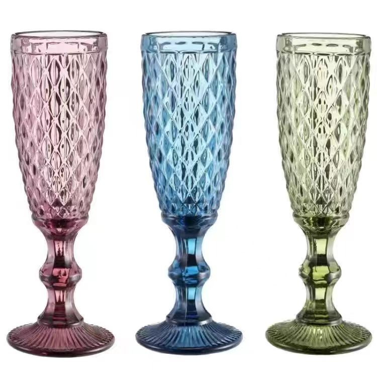 Solid glass drinking cups popular wholesale tall and thin diamond glass cups
