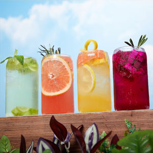 Vente en gros de canettes en verre borosilicate résistant à la chaleur et au froid, avec couvercles en <span class=keywords><strong>bambou</strong></span> et paille - Product Image 5