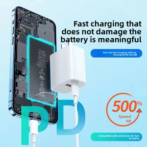 Chargeur mural USB C rapide HXB PD 20W à <span class=keywords><strong>double</strong></span> port, certifié 3C, directement de l'usine, avec câble Type C pour iPhone et téléphone Samsung - Product Image 4