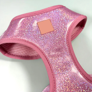 사용자 정의 럭셔리 브랜드 로고 애완 동물 액세서리 핑크 반짝 반짝이 전신 개 하네스 세트 패션 스타일 맞춤 목걸이 - Product Image 5