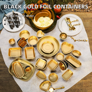 Bakingpak Black Gold Series Rectangle PET Aluminum <b>Foil</b> Eco-Friendly Food Grade <b>Containers</b> 50ml-5000ml Cake Baking Mould - Product Image 2
