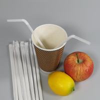 Pailles à boire 100% biodégradables en PLA, jetables, écologiques, emballées individuellement, 6 mm 8 mm, pour les bars, les fêtes, le camping