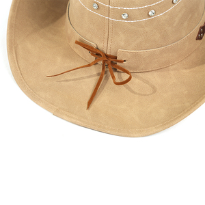 Sombrero de Jazz de estilo occidental, ajustable, de ala ancha, a la moda, sombrero de vaquero con cabeza de toro de Metal decorado - Product Image 3