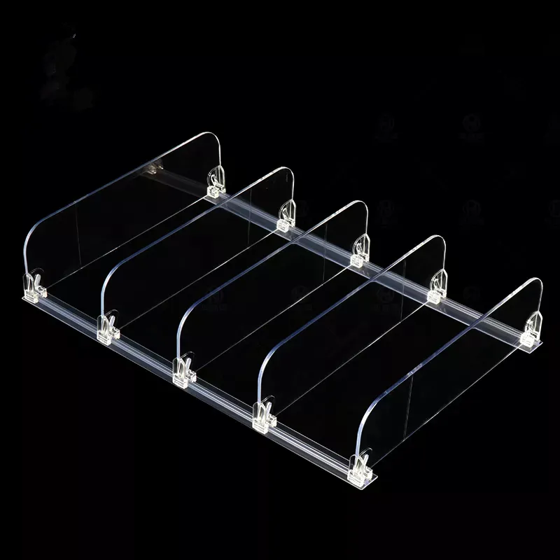 Passen Sie jede Größe Supermarkt Kunststoff Clear Shelf Pusher Shelf Divider an