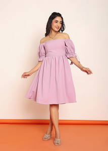 Mini-robe lavande à manches bouffantes, élégante, pour soirée d'été, décontractée, tendance, tenue mignonne, robe courte pour femme - Product Image 3