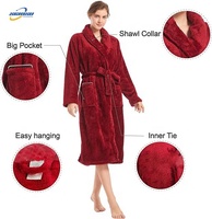Peignoir rouge super moelleux avec logo personnalisé Peignoir de bain femme luxe hôtel Spa esthétique unisexe en flanelle rouge