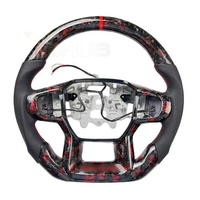 Volant sport à 3 branches en cuir Nappa et fibre de carbone sur mesure pour Raptor Ranger 2024-2025, rouge, haut de gamme