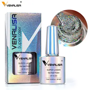 VENALISA Nuevo Esmalte de Uñas en Gel UV con Purpurina Reflectante Súper Láser Holográfica de 7.5ml, Barniz Semipermanente Brillante - Product Image 1
