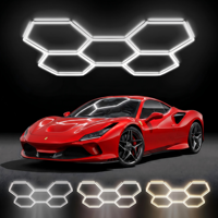 Lampes de garage hexagonales, plafonnier LED en nid d'abeille, 3 températures de couleur commutables (6500K, 5000K, 3500K), kit modulaire DIY pour atelier de detailing, salle de sport