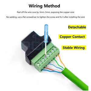 Mạng RJ45 Breakout, RJ45 8P8C nữ ổ cắm để 8 pin vít khối thiết bị đầu cuối Adapter 2 gói cho Ethernet Cat5 Cat6 Lan CCTV DVR - Product Image 5