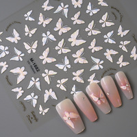 Pegatinas de Uñas de Resina en Relieve 5D con Flores Amarillas, Perlas, Encaje Floral, Mariposas y Patrones, Autoadhesivas para Manicura, Personalizables