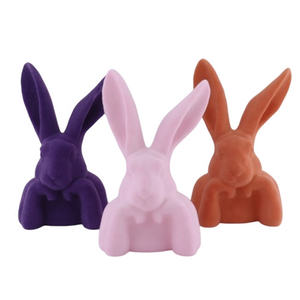 Decoración de Pascua Conejo de pie Plástico Flocado Mr Thinking <span class=keywords><strong>Rabbit</strong></span> Estatuilla Estatua para vacaciones de Pascua - Product Image 1