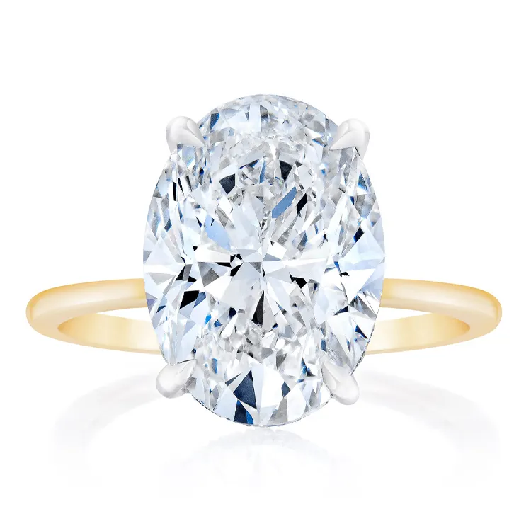 Custom design women engagement wedding brand jewelry oval 3CT 4CT 5CT 6CT 14k 18k gold lab diamond ring