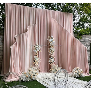 Ivory Curtain Curve Backdrop Stand S Shape Wavy Backdrop Stand Metal <strong>Arch</strong> <strong>Frame</strong> with Fabric Curtain for Wedding Party Decor - Product Image 5