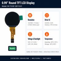 Écran LCD TFT rond 128x115, 0.99 pouces, pilote IC GC9109, module couleur SPI, Angle de vue complet pour Arduino ESP32 STM32