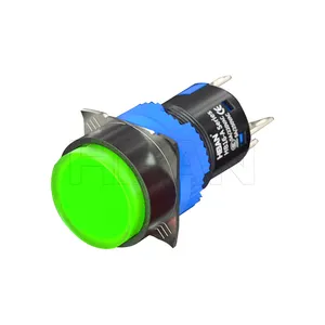 פלסטיק 24v 16mm עגול ראש 1NO1NC מואר לדחוף כפתור מתג עם led אור בהיר