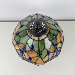 LongHuiJing 8Inch European Pastoral Vintage Tiffany Table Lamp Orange <b>Decor</b> with Blue Dragonfly Pattern Stained Glass Lampshade - Product Image 6