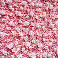 Mur de fleurs enroulable en gros 8ft x 8ft, mur de fleurs artificielles en soie roses, toile de fond décorative de luxe