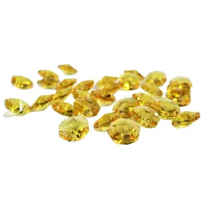 14mm yellow crystal chandelier octagon suncather hanging garland beads with two hole