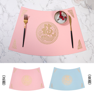 Nuevo Tapete de Mesa Aislante en Forma de Abanico, de Cuero Redondo, Doble Cara, Diseño Personalizado Ecológico para Restaurantes Chinos y Hoteles - Product Image 6