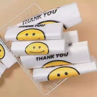 Sacs en plastique transparent PE à visage souriant pour les entreprises et les supermarchés, utilisation pour les fruits, les plats à emporter, l'emballage alimentaire, les sacs de type vestes