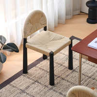 Chaise de salle à manger moderne en bois de frêne massif, durable, garantie 1 an, corde en herbe aquatique, couleur noyer, pour la maison, les loisirs, l'hôtel, confortable