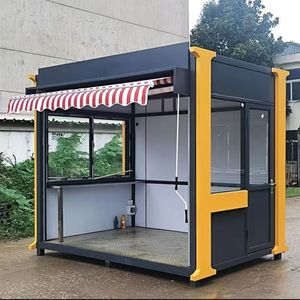 Kiosque alimentaire mobile 4,8 m en acier inoxydable, montage facile, extérieur, avec alimentation intégrée, design carré - Product Image 1