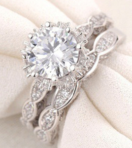 925 Sterling <b>Silver</b> Trendy GIA Certified Moissanite Wedding Engagement <b>Ring</b> Set for <b>Men</b> Women Unisex - Product Image 5