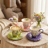 Tasses et assiettes en céramique Lelyi French Retro Bell Orchid, luxe léger exquis, esthétique haut de gamme, tasse à café créative, cadeaux originaux