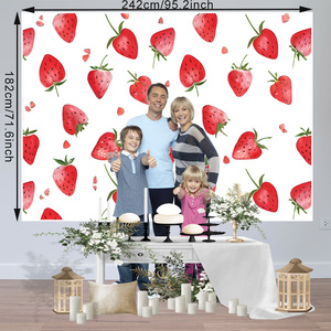 <span class=keywords><strong>Sfondo</strong></span> acquerello fragola, vivace, durevole, e facile da usare fotografia di scena per la festa di compleanno, tavolo da Dessert, Studio - Product Image 4
