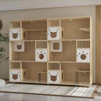Cage et maison de luxe lavables pour chat, sans assemblage requis, pour l'élevage et l'accueil, vitrine de présentation en verre pour animalerie