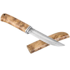 Luxe Damascus Staal Vast Mes Hele Houten Hand Dik Ronde Houten Schede Stijl Lange Jacht Outdoor Mes Met Geschenkdoos - Product Image 3