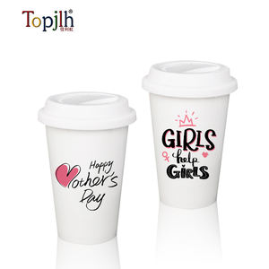 Taza de Cerámica Blanca de Doble Pared Topjlh de 300 ml con Tapa de Silicona, Sublimación, Venta al por Mayor, Espacios de Co-trabajo, Artículos Personalizados para Bebidas - Product Image 6