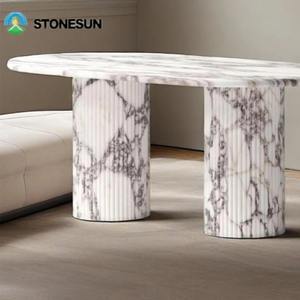 Stonesun Venta caliente Calacatta <span class=keywords><strong>Viola</strong></span> Pulido 2 patas Oval Mármol Piedra Comedor Calacatta <span class=keywords><strong>Viola</strong></span> Mármol para mesa <span class=keywords><strong>de</strong></span> sala <span class=keywords><strong>de</strong></span> estar - Product Image 5