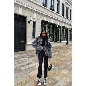 Chaqueta de Felpa Gris para Mujer - Product Image 1