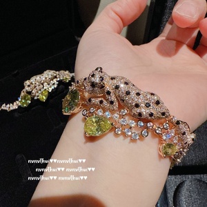 Ý cổ điển Cheetah nước thả đá quý Vòng đeo tay thời trang chuỗi vòng đeo tay với chủ yếu là vật liệu đồng thau và Zircon chuỗi - Product Image 2