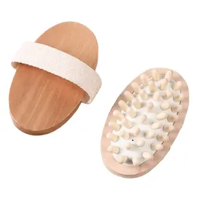 Custom High Quality Scalp Massage Comb Brush Bath Natural Wooden Hair Brush Body SPA Massager Brushes For Women