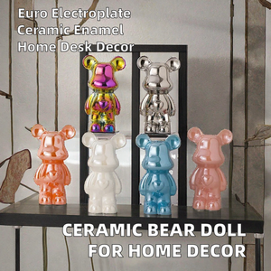 Figurine d'ours en céramique et émail <span class=keywords><strong>BESDER</strong></span>, objet de collection artistique, décoration de bureau et de salon, ornement européen électroplaqué - Product Image 2
