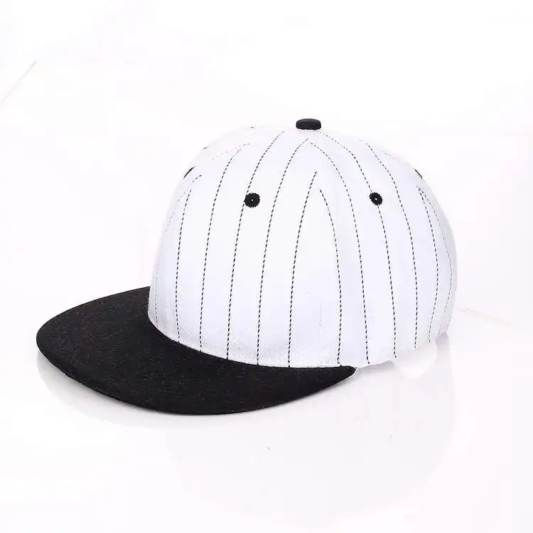 Boné de beisebol anpback de aba plana listrado simples feito chinês vintage personalizado de alta qualidade