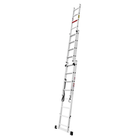 Échelle télescopique isolée en aluminium industriel pour grenier, 6 marches, capacité de charge de 150 kg, barre transversale extensible, stabilisateur externe