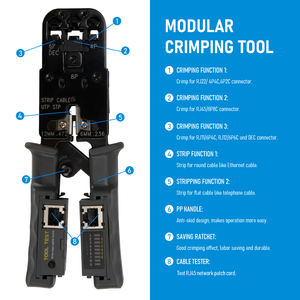 नेटवर्क केबल परीक्षक के साथ <span class=keywords><strong>Crimping</strong></span> उपकरण मॉड्यूलर नेटवर्क उपकरण RJ45 <span class=keywords><strong>Crimping</strong></span> उपकरण - Product Image 5