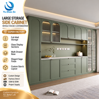 Buffet moderne en bois massif vert olive mat avec plusieurs tiroirs, support OEM/ODM, idéal pour les projets immobiliers
