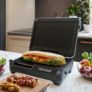 <span class=keywords><strong>Grill</strong></span> de contact électrique à écran tactile en acier inoxydable avec plaques de cuisson amovibles, affichage numérique LED, pour paninis et toasts - Product Image 6