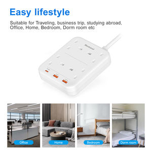 ब्रिटेन के साथ विस्तार का नेतृत्व 3 यूएसबी, 4 तरह सत्ता पट्टी पीडी के साथ 20W के साथ ब्रिटेन पावर सॉकेट स्विच विस्तार तार - Product Image 3
