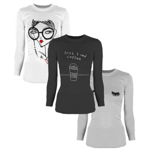 Camisetas de último diseño para ropa informal de mujer con material transpirable de alta calidad y servicio de impresión personalizado a bajo precio - Product Image 1