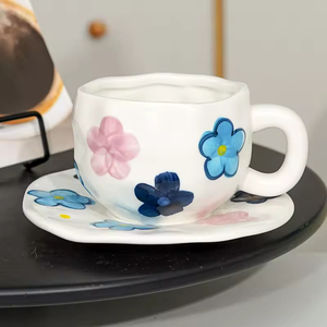 <b>Ceramic</b> Coffee <b>Cup</b> Saucer Set Heart Style Hand-painted <b>Ceramic</b> Women's High-value Afternoon Tea <b>Cup</b> - Product Image 3