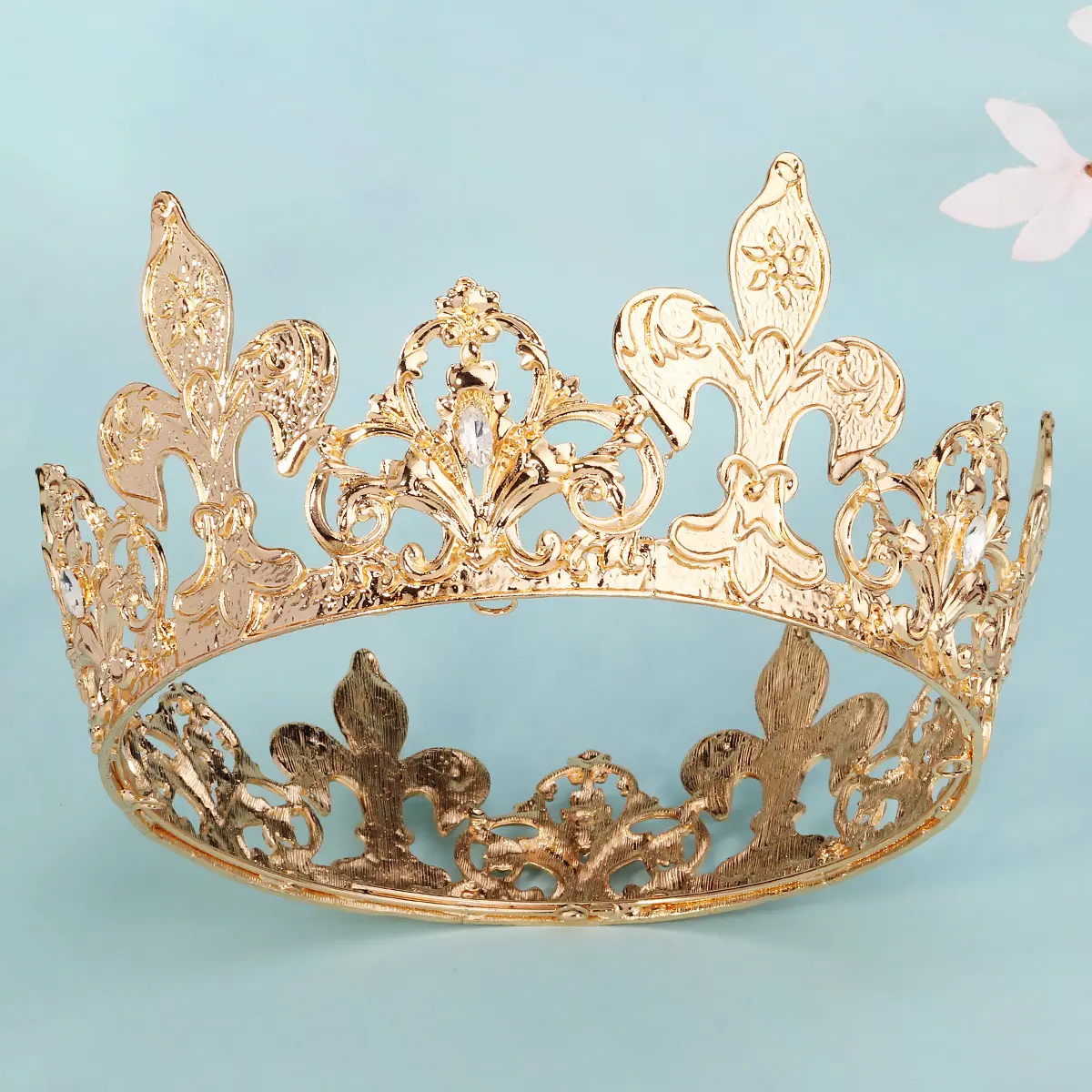 2024 corona barocca piena retrò corona re uomini spettacolo corona di metallo