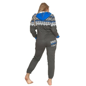 Combinaison à bretelles spaghetti à capuche style aztèque pour femme, pyjama, combinaison de sport, combinaison de jeu, polyester/coton polaire, hiver, Noël - Product Image 3